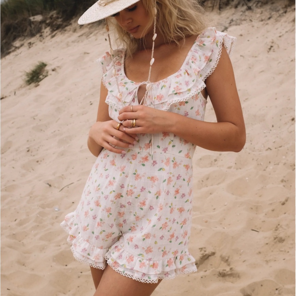 Winston White Floral Ruffle Romper